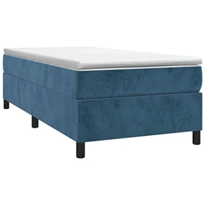Abbildung von vidaXL Bettgestell, Polsterbett Bett für Schlafzimmer, Bettrahmen mit Lattenrost Stützbeinen, Schlafzimmerbett Einzelbett, Dunkelblau 90x190cm Samt