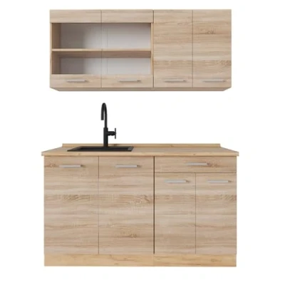Abbildung von Vicco Single küche R Line, Sonoma/Goldkraft Eiche, 140 cm ohne Arbeitsplatte