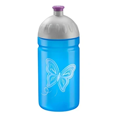 Abbildung von Step by Trinkflasche „Butterfly Maja“, auslaufsicher, spülmaschinenfest, BPA frei, für Schule, Kindergarten, heiße und kohlensäurehaltigen Getränke, 0,5L, grau blau