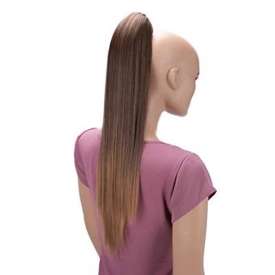 Abbildung von CAISHA 60cm Glatt Pferdeschwanz Mit Butterflyklammer Haarteil Zopf Hitzebeständig Haarverlängerung Braun Mix H633