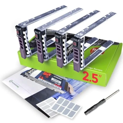 Abbildung von WORKDONE 4er Pack 2,5 Zoll Hard Drive Caddy Tray Festplattenrahmen kompatibel für Dell PowerEdge Servern T440 T640 R330 R430 T430 R630 T630 R730 R830 R930 R320 R420 HDD Träger Rahmen