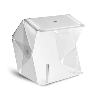 Abbildung von Foldio3 + Extra Lichter (Lichtzelt für Produktfotografie mit Halo Leisten / 60 x cm/Tragbares Studio, dimmbare LED Chips, CRI 97+, Hintergrundfolie im Lieferumfang enthalten ORANGEMONKIE)
