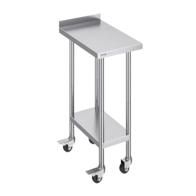Abbildung von VEVOR Edelstahl Arbeitstisch, kommerzieller Lebensmittelzubereitungs Arbeitstisch mit Rollen, 610 x 381 1005,6 mm Vorbereitungs Zubereitungstisch für Restaurant, Zuhause und Hotel