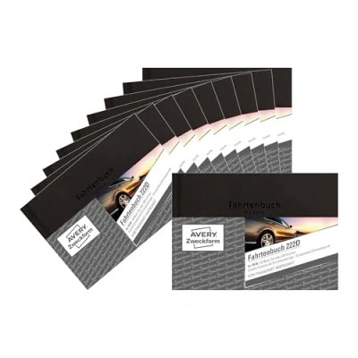 Abbildung von AVERY Zweckform 222D 10 Hardcover Fahrtenbuch (für PKW, vom Finanzamt anerkannt, A6 quer, 80 Seiten230 Fahrten, für Deutschland &amp; Österreich zur Abgrenzung privater/geschäftlicher Fahrten) 10er Pack