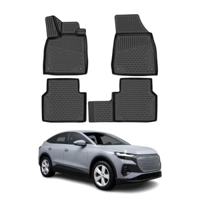 Abbildung von OMAC Gummimatten Fußmatten kompatibel mit Audi Q4 e tron 2021 2024 TPE Matten Schwarz 4X
