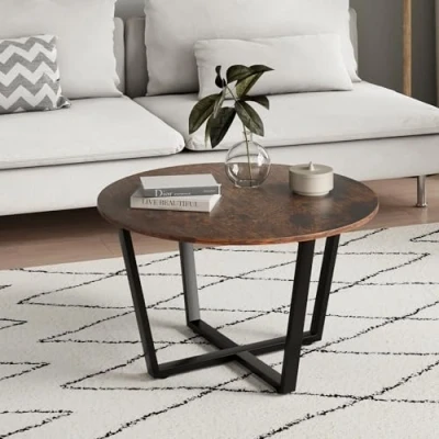 Abbildung von Home Collective Couchtisch Beistelltisch Wohnzimmertisch Tisch Couch, Sofatisch rund Holz, 80x80x47,5 cm (BxTxH)