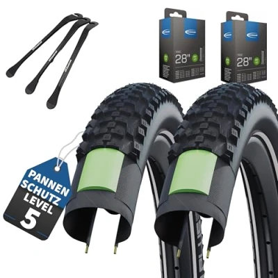 Abbildung von 2er Set Schwalbe Fahrradreifen Smart Sam Plus 28 Zoll x 1.60 (42 622) + auswählbar mit Schläuchen AV/DV/SV/Ohne 3 MSZweirad Reifenheber (AV Ventil Schläuche, 28x1.60 622))