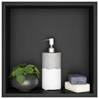 Abbildung von sunrik Wandnische Dusche,Wandnische Dusche Edelstahl,Wandnische Einzelregal Lagerung,Duschnische 30 * 10CM,Schwarz