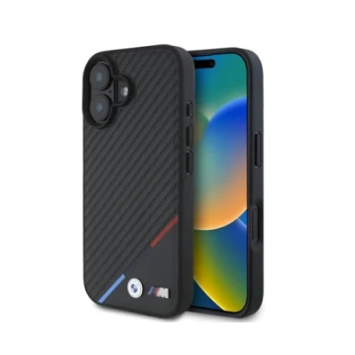 Abbildung von CG Mobile BMW BMHMP16M23PUDTK hülle für iPhone 16 Plus 6.7&quot; Schwarz hardcase Carbon Tricolor Line