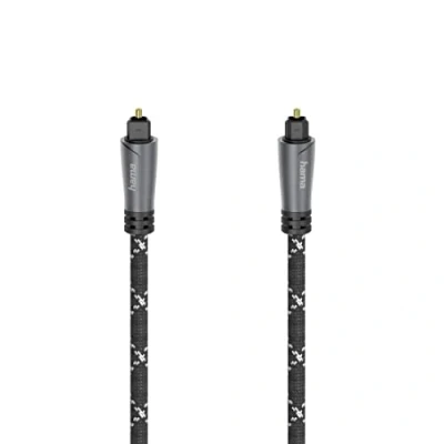 Abbildung von Hama Audio Lichtleiter Kabel, ODT Stecker (Toslink) 3 m, Metall Stecker, robuster Kabelmantel mit Aramidfaser zur Übertragung digitaler Audiosignale