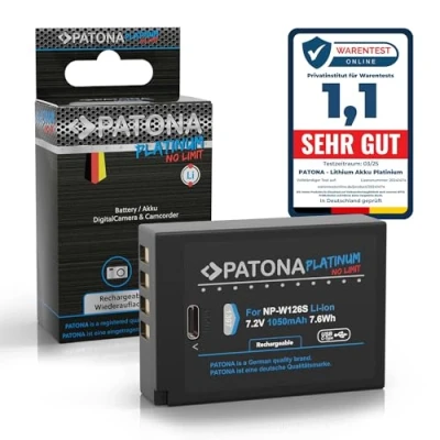 Abbildung von PATONA Platinum NP W126s W126 USB Akku 1100mAh mit direktem C Eingang (1397) FinePix X100V X100VI X A7 A10 E3 H1 Pro3 M5 S10 T3 T10 T20 T30 T50 T100 T200 usw.