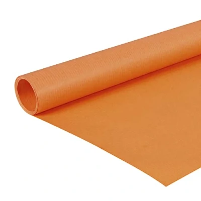 Abbildung von Clairefontaine 195758C Rolle (färbiges Kraftpapier, 10 x 0,7 m, 65 g, PEFC, ideal für Ihre Bastelprojekte) 1 Stück orange