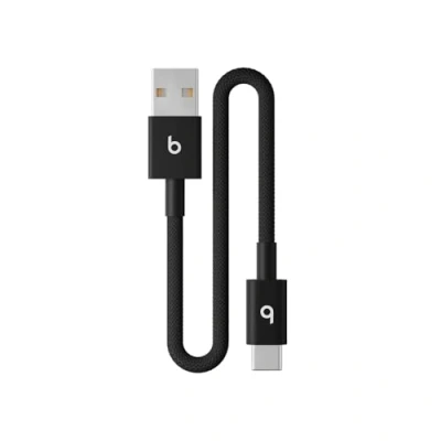 Abbildung von Beats USB A auf C Gewebtes Kurzes Kabel, Schnelles Laden, Langlebiges und Verwicklungsfreies Design, Kompatibles Ladegerät für Apple Android basierte Produkte (20 cm) Power Schwarz