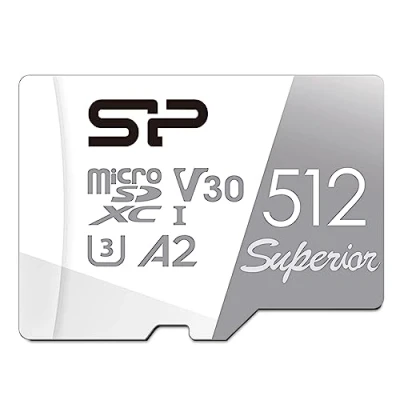 Abbildung von Silicon Power 512GB Superior Micro SDXC UHS I (U3), V30 4K A2, Compatible with GoPro Hero 9 High Speed MicroSD Card Adapter
