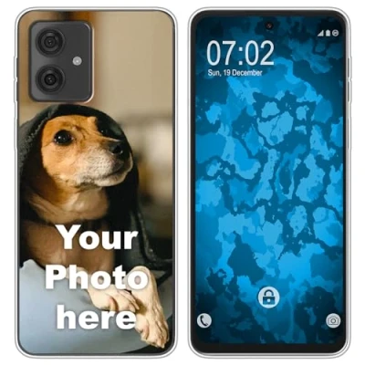 Abbildung von PhoneNatic personalisierte Handyhülle für Moto G54 Custom Case in Transparent zum selbst gestalten mit eigenem Foto Bild Text individuell
