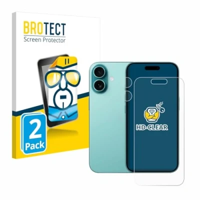 Abbildung von BROTECT (2 Stück Schutzfolie für Apple iPhone 16 (Display+Kamera) Displayschutz Folie Ultra Klar