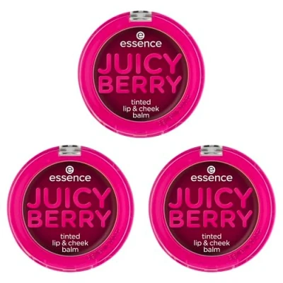 Abbildung von essence JUICY BERRY tinted lip &amp; cheek balm, Rouge, Violett, farbanpassend, Färbeeffekt, sofortiges Ergebnis, vegan, ohne Parabene, Mikroplastikpartikel, Nanopartikel frei, 3er Pack (3x3g)