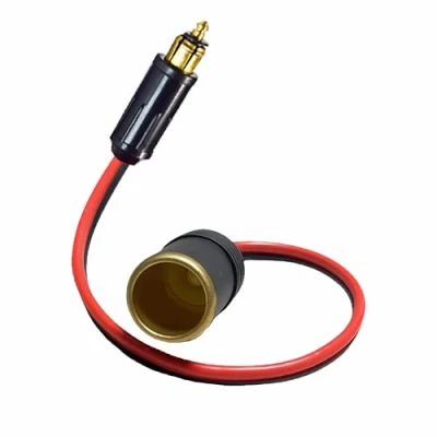 Abbildung von L51C Europäischer DIN Stecker auf Standard Zigarettenanzünder Adapter 12V/24V wasserdichter für Auto, Motorrad, Boot 0,4m Anschlusskabel Ideal Buchse