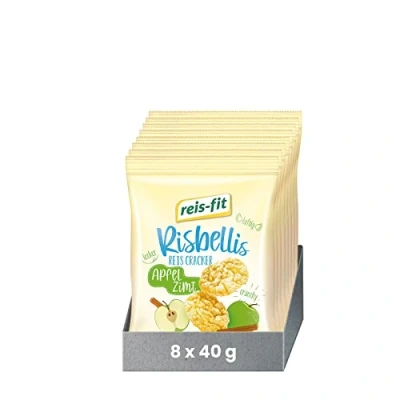 Abbildung von reis fit Risbellis Apfel Zimt 8x40g, fruchtig, knusprig, gesunder Reiswaffel Snack für unterwegs