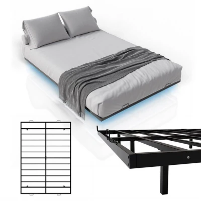 Abbildung von Juskys Metallbett Palamos, 140x200 cm mit Lattenrost &amp; Beleuchtung, modernes Schwebebett