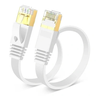 Abbildung von TBMax 10m Netzwerkkabel Flach Cat 7 Ethernet Kabel 10 Gbit/s Gigabit Lan 10meter RJ45 Patchkabel STP kompatibel mit PC, Router, TV, Switches, Modem, weiß