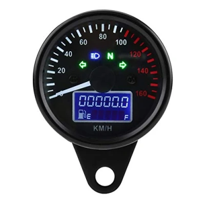 Abbildung von Keenso 160KMH DC12V Motorrad Tachometer Universal Kunststoff Digital LED lCD KMH Geschwindigkeitsmesser