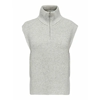 Abbildung von ONLY Onltia LIFE Highneck VEST Strickpullover, Damen, Größe: Large, Light grey melange