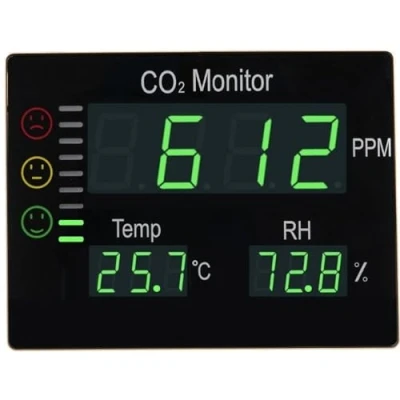 Abbildung von Seben HT 2008 CO2 Messgerät Ampel mit XL LED Display für Raumluft Messung Kohlenstoffdioxid Warnmelder, Anzeige von Luftfeuchtigkeit und Temperatur