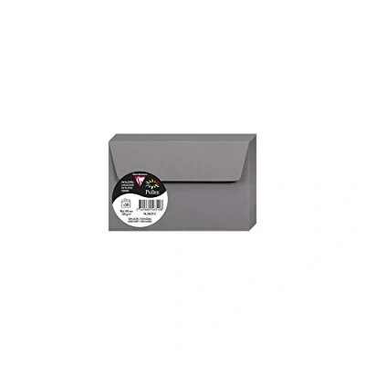 Abbildung von Clairefontaine 5631C Packung mit 20 Umschläge Pollen, selbstklebend, 9x14cm, 120g, Metallgrau, ideal für Ihre Einladungen und Korrespondenz, 1 Pack