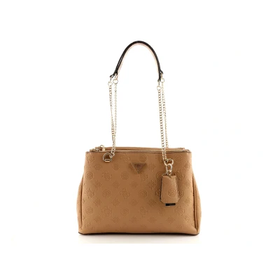 Abbildung von Guess Cresidia Status Satchel Handtasche, Damen, Größe: One Size, Beige