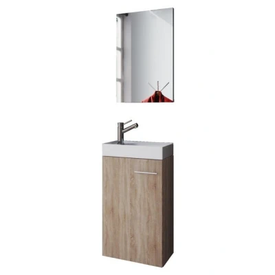 Abbildung von VCM 3 TLG Badmöbel Set Gäste WC Gästebad Waschplatz Waschtisch klein schmal Garla Sonoma Eiche