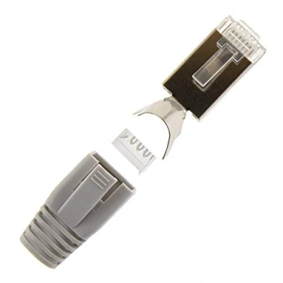 Abbildung von 10x Netzwerkstecker Grau CAT 7 6A 5 RJ45 LAN Netzwerk Crimp Stecker Knickschutz