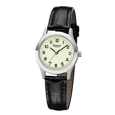 Abbildung von Regent Quarzuhr W0188 7565.79.17, Armbanduhr, Damenuhr, Lederarmband, analog