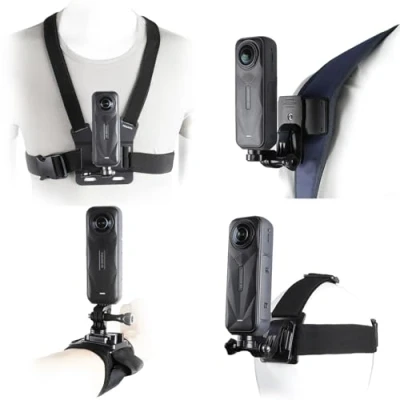 Abbildung von PellKing Zubehör Set für Sony Action Kamera, Schnellentriegelungs Kopfgurt Halterung + Brustgurt Rucksack Clip 360 drehbare Handschlaufe