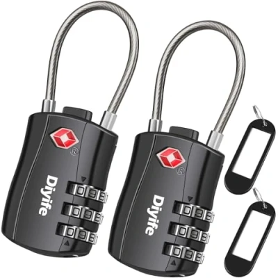 Abbildung von Diyife [2 Stück] TSA Gepäckschlösser, 3 Stelliges Sicherheitsschloss, Kombinationsschlösser, Codeschloss für Reisekoffer Gepäcktasche Etui etc. (Schwarz)