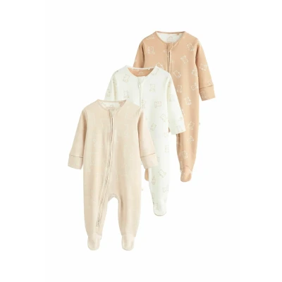 Abbildung von Next BEAR 3 PACK Regular FIT Strampler für Kinder, Größe: 50, Neutral