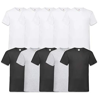 Abbildung von Fruit of the Loom Herren V Neck Valueweight T Shirt (erPack 10 (XL, 5Weiss3Schwarz2Grau)