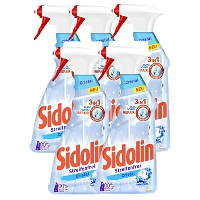 Abbildung von Sidolin Cristal, Glasreiniger 5xSprühflasche, für einen perfekten Glanz und gegen Mikrorisse (5x500ml)