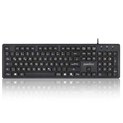 Abbildung von Perixx PERIBOARD 117 Kabelgebundene USB Tastatur mit großen Druckbuchstaben, Schwarz, QWERTZ 11467 Standard