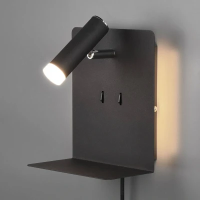 Abbildung von Trio Leuchten LED Wandleuchte Element 222570232, Metall Schwarz Matt, 1 x 3 Watt LED, USB Ladebuchse