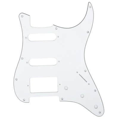 Abbildung von Musiclily HSS 11 Löcher Strat Schlagbrett Pickguard für Fender American/Mexican Standard Stratocaster Modern Style E Gitarre,3 lagig Weiß