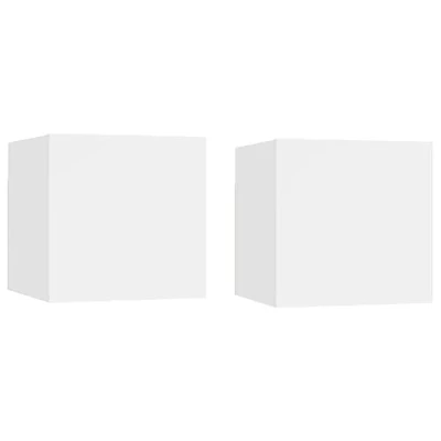 Abbildung von vidaXL 2X Nachttisch Hängend Nachtschrank Nachtkonsole Nachtkommode Schlafzimmer Kommode Schrank Wandschrank Weiß 30,5x30x30cm Holzwerkstoff