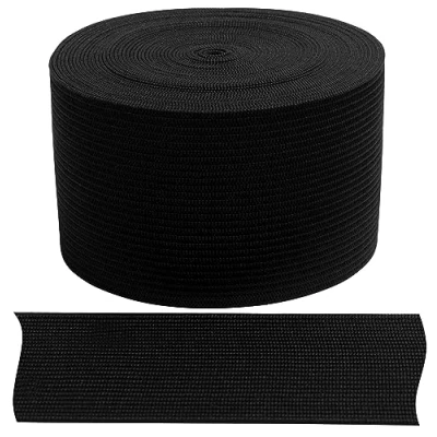 Abbildung von AERZETIX C67545 Flaches geflochtenes Gummiband 5 Meter Breite 45 mm Polyester + Latex Farbe schwarz