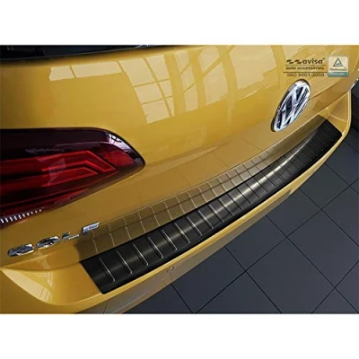Abbildung von Avisa Schwarz Edelstahl Heckstoßstangenschutz kompatibel mit Volkswagen Golf VII HB 3/5 türer 2012 2017 &amp; FL 2019 &#039;Ribs&#039;