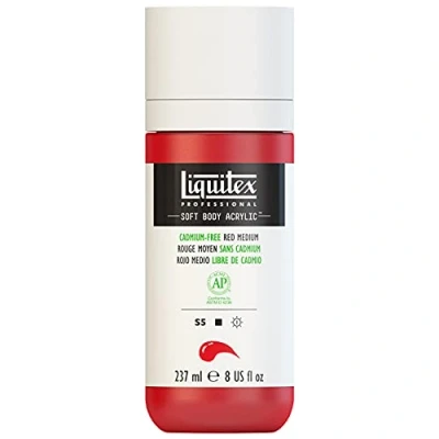 Abbildung von Liquitex 1923894 Professional Acrylfarbe Soft Body Künstlerfarbe in cremiger deckender Konsistenz, hohe Pigmentierung, lichtecht &amp; alterungsbeständig, 237ml Flasche Kadmiumfrei Rot Mittel