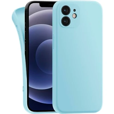 Abbildung von MyGadget Hülle Kompatibel mit iPhone 12 robuste Silikon Schutzhülle TPU Case Slim Silikonhülle Back Cover Kratzfest Handyhülle Matt Hellblau