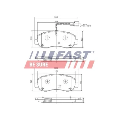 Abbildung von FAST FT29536 Bremsbelagsatz Vorderachse mit integriertem Verschleißsensor RENAULT: MASTER 3 Kasten, Pritsche/Fahrgestell, Bus
