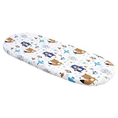 Abbildung von Medi Partners Spannbettlaken Spannbettuch Kinderwagen 86x40cm 100% Baumwolle Matratzenschoner Baby (weiße Sterne mit grauem)