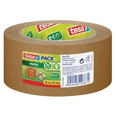 Abbildung von tesapack Paper ecoLogo Umweltgerechtes Paketband aus Papier, 60% biobasiertes Material Braun 50 m x mm