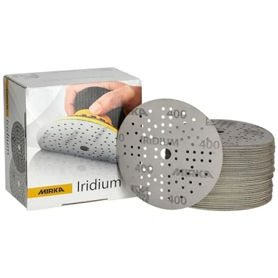 Abbildung von Mirka Iridium Premium Schleifpapier Ø 125mm Klett 89 Loch, Korn 400, 100 Stk / Zum Schleifen von Lack, Spachtel, Grundierung, Holz, Stahl, Mineralwerkstoffe, Kunststoff